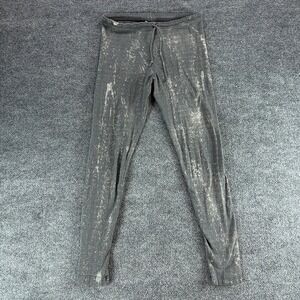 VTG Rainbeau Womens Ribbed Acid Wash Leggings Gray Drawstring‎ Made in USA